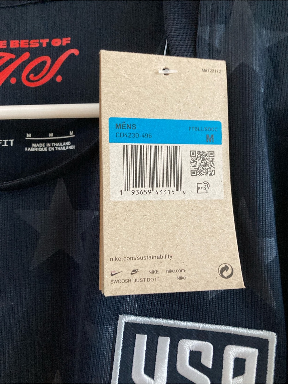 Nike USA Soccer Jersey #10 in Navy with Red Piping and White Details - Picture 7 of 7
